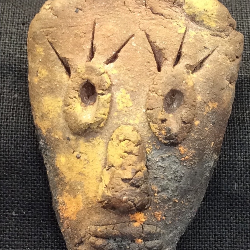 ART FAIR FIND! - CLAY PIN PRIMITIVE MAN’S FACE